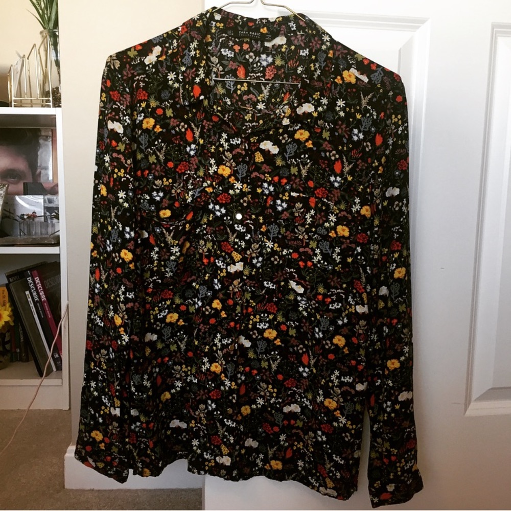 Zara Floral Patterned Button Down Shirt